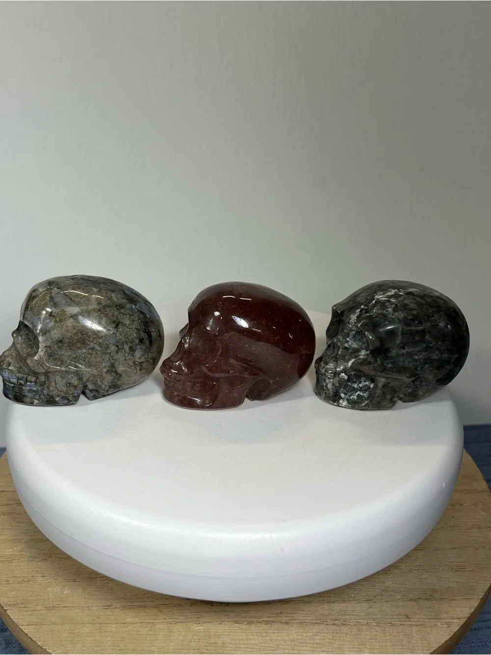 Carved Skulls-choice of one Que Sera,Strawberry Quartz, Sodalite Syenite